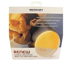 Merkury Innovations Renew Sunrise Simulation Wake-Up Lamp Alarm Clock Radio USB